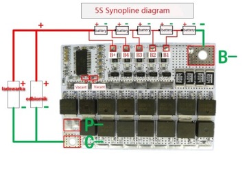 BMS 5S 100A MODUŁ ŁADOWANIA 18-21V DO OGIW Li Ion
