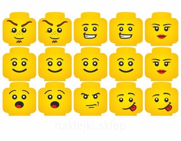 Naklejki na ścianę LEGO buźki FACE ludziki buzia L