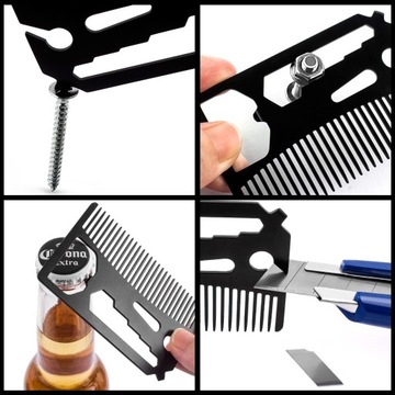 GRZEBIEŃ STALOWY TOOL 5w1 OTWIERACZ WKRĘTAK STAL