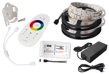 ZESTAW TAŚMA LED 10m RGB + BIAŁY 5050 PILOT zasila