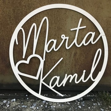 Круг с именами на свадьбу, 100 см - 30 шрифтов