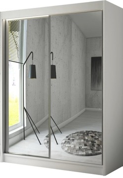 Szafa Przesuwna Garderoba 120cm Biała Lustro LED