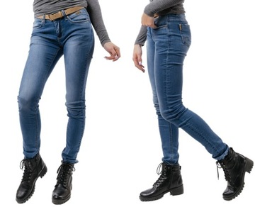 Spodnie Jeansy Rurki Slim Fit Damskie ze Streczem Pasek GRATIS ! 20363 68cm