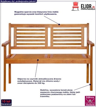 = ДЕРЕВЯННАЯ СКАМЬЯ ДЛЯ ПАТИО = ЭВКАЛИПТ = КОРИЧНЕВЫЙ
