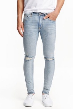 H&M Dżinsy Super Skinny Low Ripped rozm.30/32