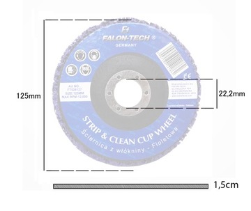 TARCZA WŁÓKNINA DO USUWANIA RDZY WŁOSY MURZYNA TARCZA ŚCIERNA 125mm INOX