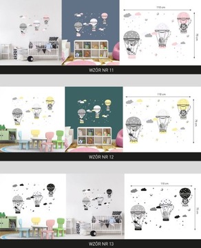 Наклейка на стену ШАРЫ, животные, облака, точки