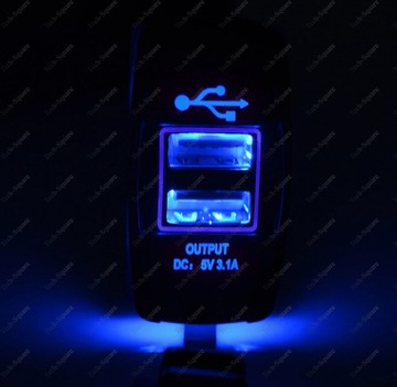 Монтажная розетка USB x2 3100 мА 12–24 В СИНЯЯ