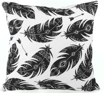 Poszewka na poduszkę 50x60 Pióra Boho czarne