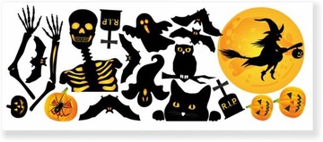 Наклейки для украшения окон на Хэллоуин Тыквенная летучая мышь