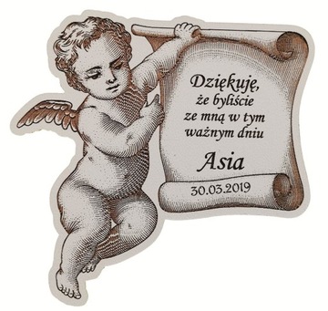 Podziękowania dla gości chrzest magnes prezent