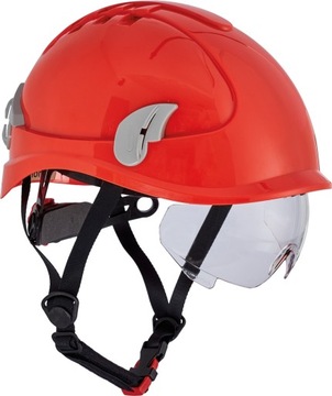 Kask budowlany z okularami ALPINWORKER super jakość CERVA CZERWONY HV