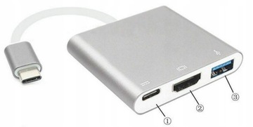 Адаптер HUB 3in1 MHL HUB USB C HDMI 4K адаптер для MacBook Samsung