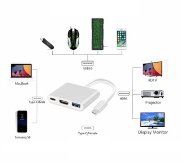 Переходник HUB USB-C 3.1 на USB 3.0 HDMI USB-C