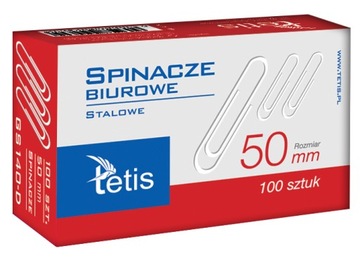 Spinacze biurowe okrągłe 50mm 100szt Tetis GS140-D