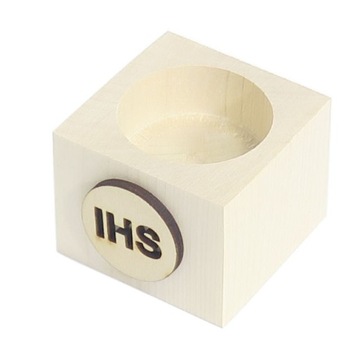 Świecznik drewniany 4 cm AD17 IHS HOSTIA KOMUNIA