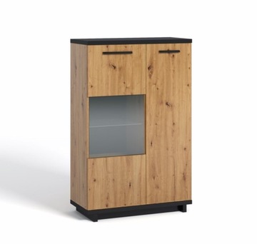 Stylowa witryna VITA IN WIT 90 cm dąb + czarny mat