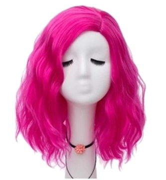 PERUKA COSPLAY 40 CM BOB GLAM ROCK FUKSJA
