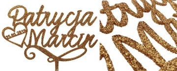 Имена и дата для свадебного торта, свадебный топпер