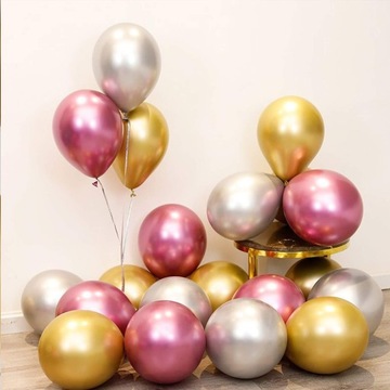 BALONY Lśniące Glossy Błyszczące Balony na Karnawał CHROM 30cm - 10szt