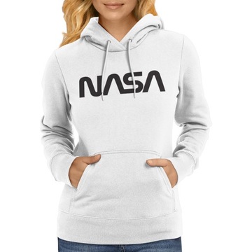Bluza NASA damska kangurka z kapturem biała S