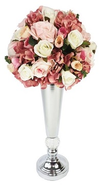 Серебряная металлическая ваза, высота 46 см, ГЛАМУР.