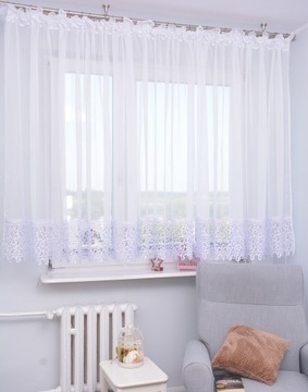 ПРЯМАЯ ШТОРА, ГОТОВАЯ ГИПУРА 400Х130, ВУАЛЬНОЕ КРУЖЕВО