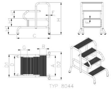 АЛЮМИНИЕВЫЕ РЕГУЛИРУЕМЫЕ ЛЕСТНИЦЫ. DRABEX TP8040 4 ШАГА