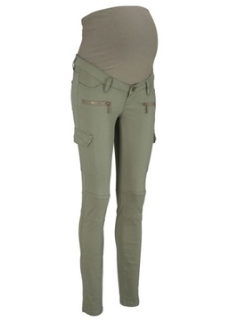 H95 SPODNIE CIĄŻOWE BOJÓWKI SKINNY OLIWKOWE R.46