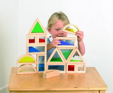 Набор стеклянных кубиков с деревянным наполнителем 16 шт.