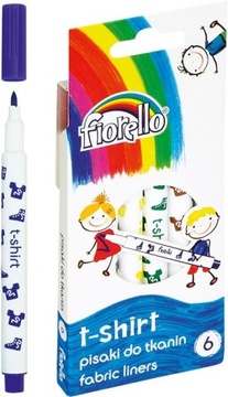 Flamastry pisaki FIORELLO do tkanin 6 kol