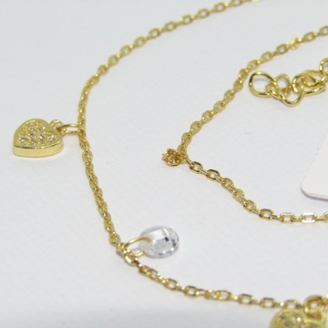 ОЖЕРЕЛЬЕ СЕРДЦЕ, СЕРЕБРО 925 ПРОБЫ, ПОЗОЛОЧЕННОЕ, 44 СМ