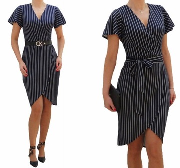 SUKIENKA W PASKI PLUS SIZE GRANAT ROZ 40 (34-56)