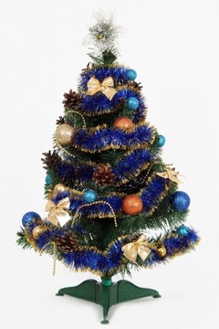 РОЖДЕСТВЕНСКАЯ ЕЛКА в цветочном горшке с декором, украшенная светодиодной подсветкой, 60 см