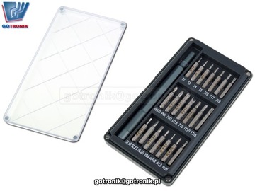 Набор из 21 прецизионных бит в практичном футляре.