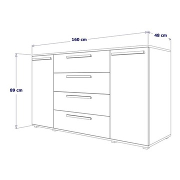 ЛУНА комод, ширина 160 см - глянцевые фасады