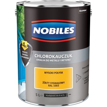 Emalia chlorokauczukowa do metalu betonu Nobiles żółty sygnałowy 1003 5L