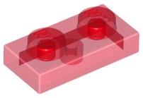 LEGO Płytka - plate 1x2 (3023) czerwona trans 10sz