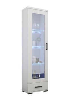 Witryna do salonu nowoczesna biała sonoma + LED