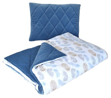 Kocyk Velvet pikowany z bawełną 75x100 Jeans+P5