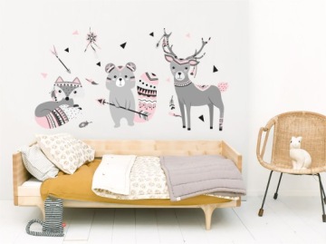 Наклейка на стену МЕДВЕДЬ ЛИСА СОВА ОЛЕНЬ Индийский XXL