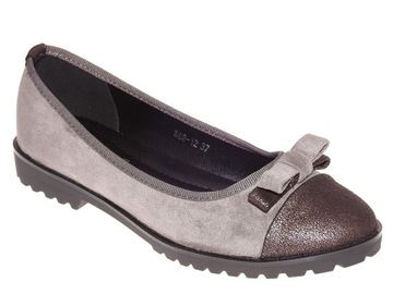 Balerine Zamszowe 888-12 Grey r.38