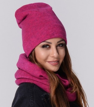 ПОЛЬСКИЙ КОМПЛЕКТ ШАПКА + ЮБКА Шарф-тоннель Фуксия K6