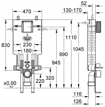 Grohe Uniset - Uniset для подвесного унитаза 38643001