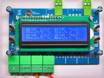 TERMOMETR LCD 4 KANAŁOWY DS18B20 ALARM MIN MAX