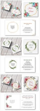 Zaproszenia ślubne Geometryczne Serca Wianki 10szt