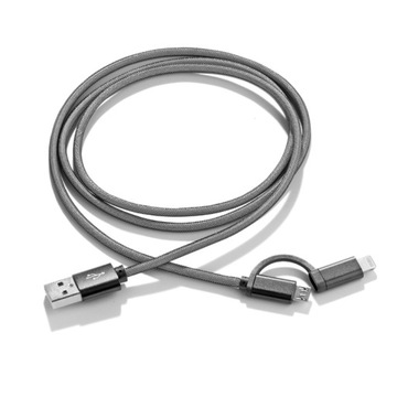 KABEL USB 2 w 1 ŁADOWARKA microUSB iPhone SILVER