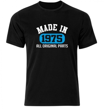 Koszulka na urodziny męska czarna MADE IN 1975 c/n
