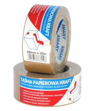 18x Taśma Papierowa Kraft 48x50 Solvent Brąz Smart