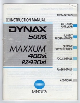 MINOLTA DYNAX 500si MAXXUM 400si RZ430si